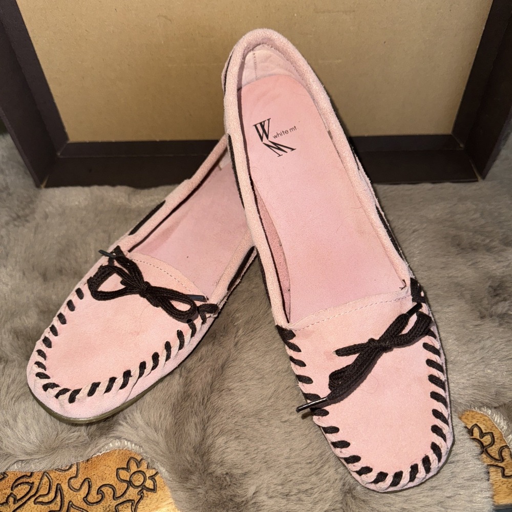 WHITE MT Mountain PINK Classic Moccasins! Women's SZ 8 Beautiful Condition!